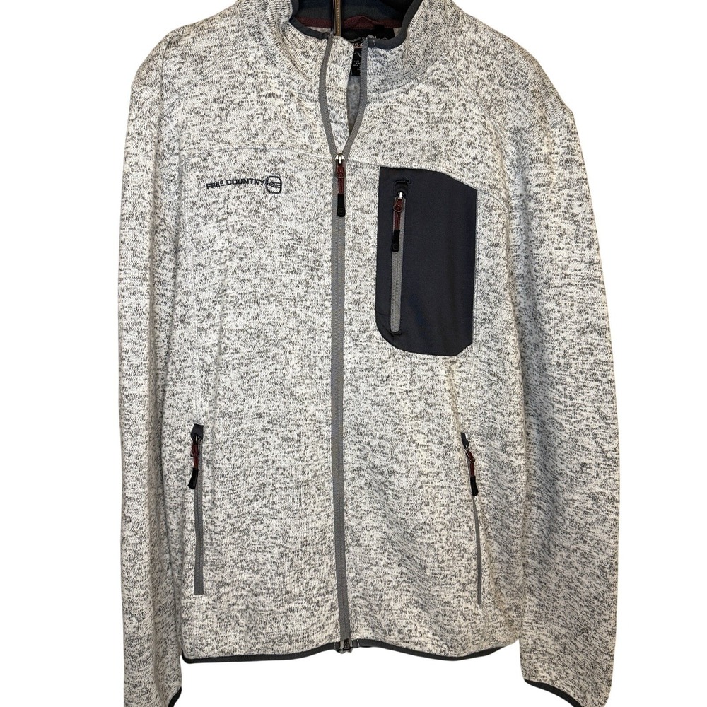 Free Country Mens Fleece Lined Full Zip Jacket L Outdoors Pockets Preppy Utility